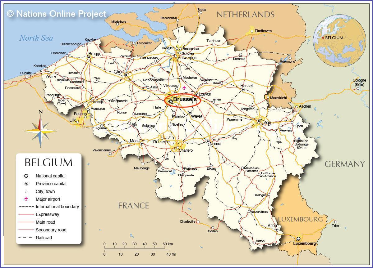 比利时地图上的布鲁塞尔