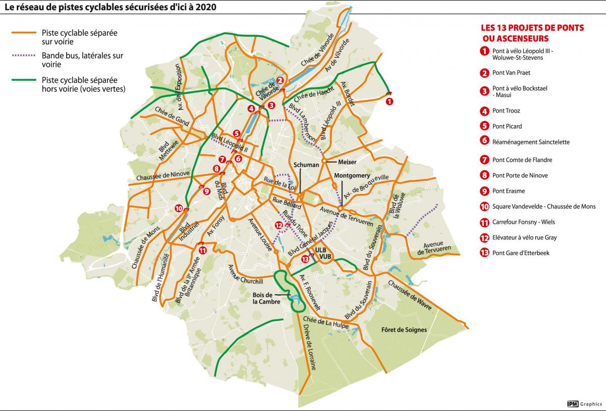布鲁塞尔自行车道地图